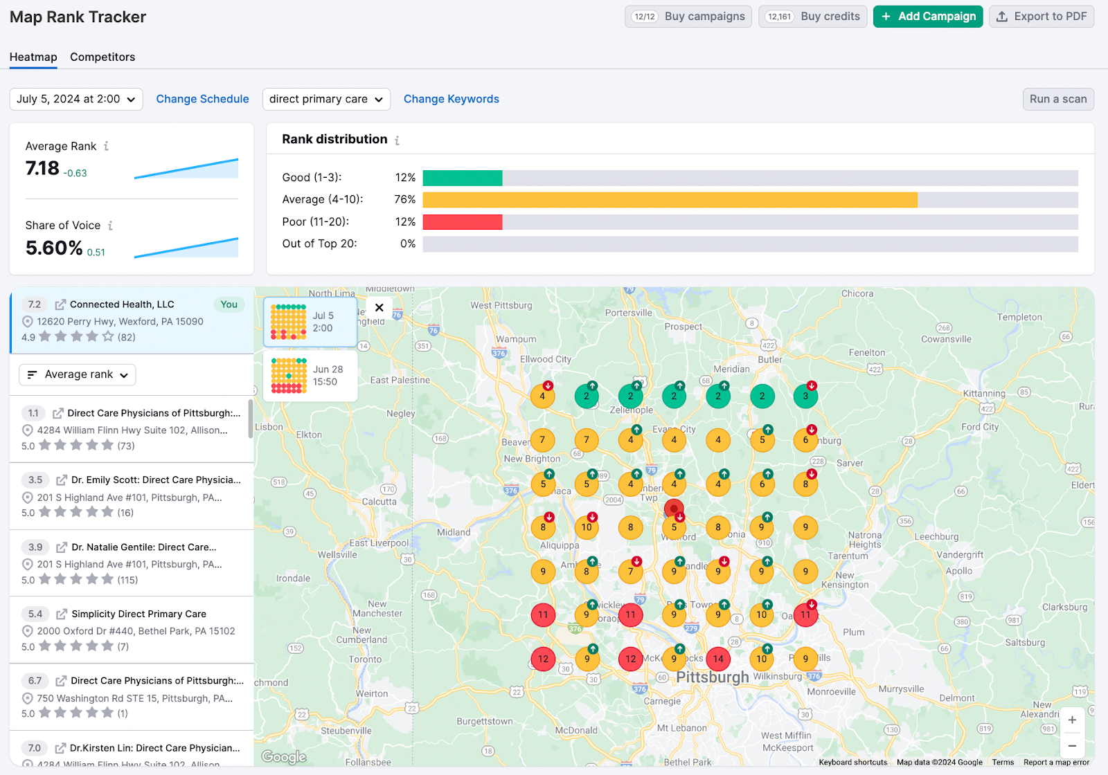 Map Rank Tracker is a tool to monitor your positions in Google Maps.
