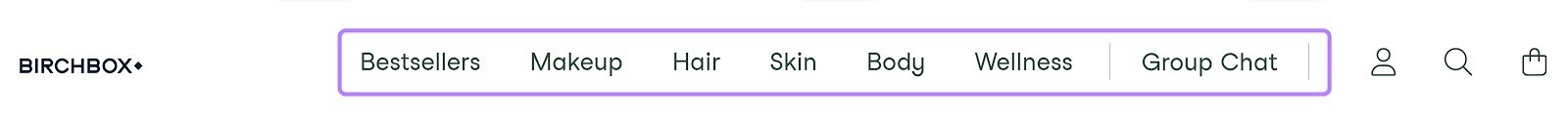 Birchbox's horizontal navigation